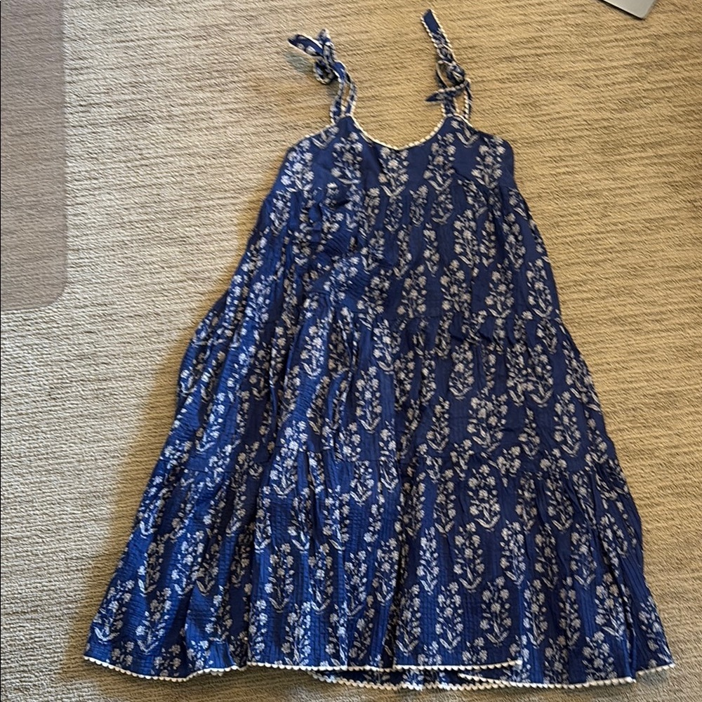Juliet Dunn Blue Ruffled Tiered Sundress